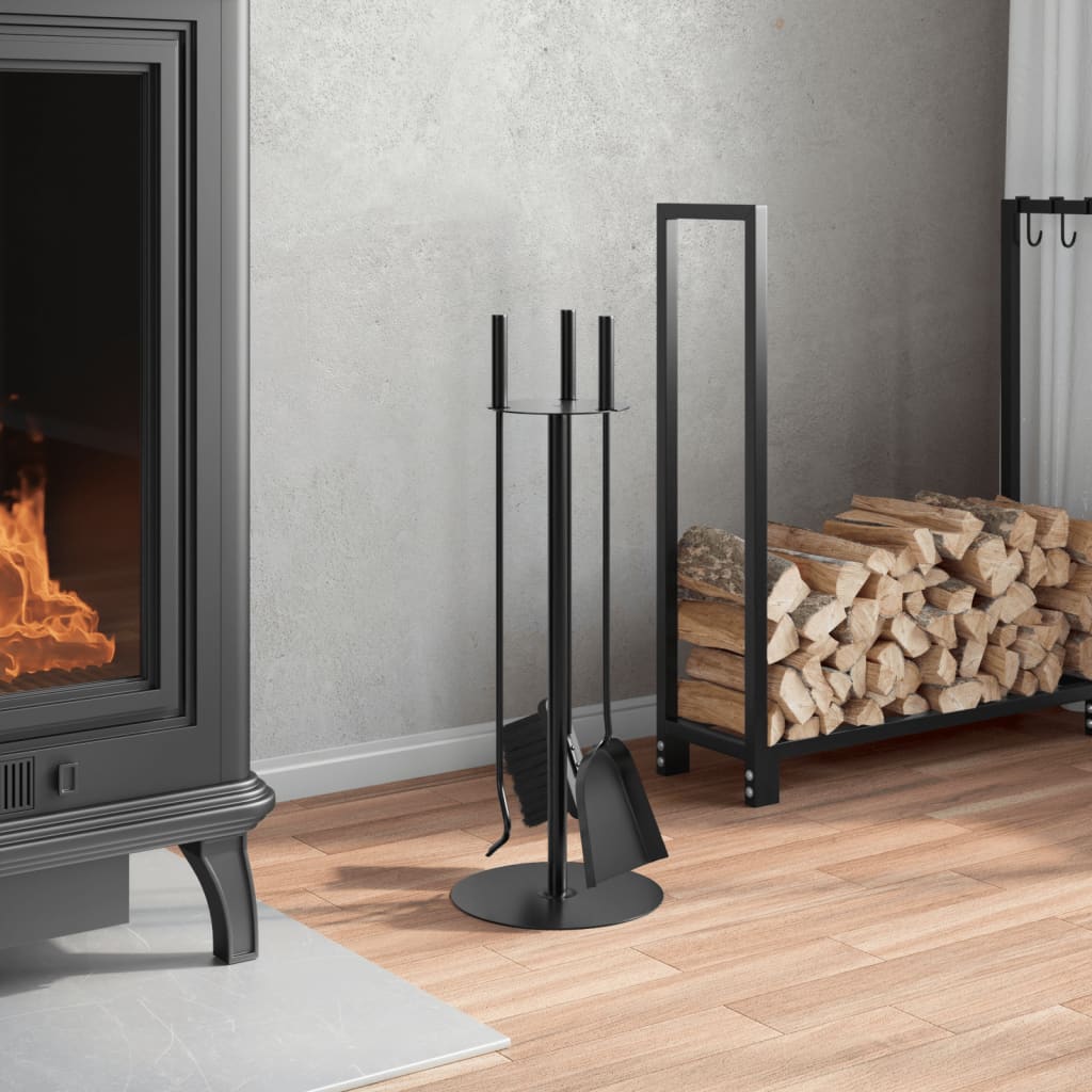4-osaline terasest kaminatarvikute komplekt, must, 59 cm - Pilt 3