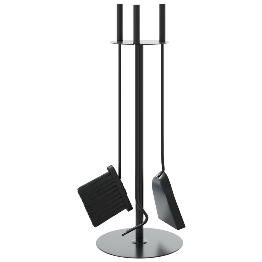 4-osaline terasest kaminatarvikute komplekt, must, 59 cm - Pilt 6