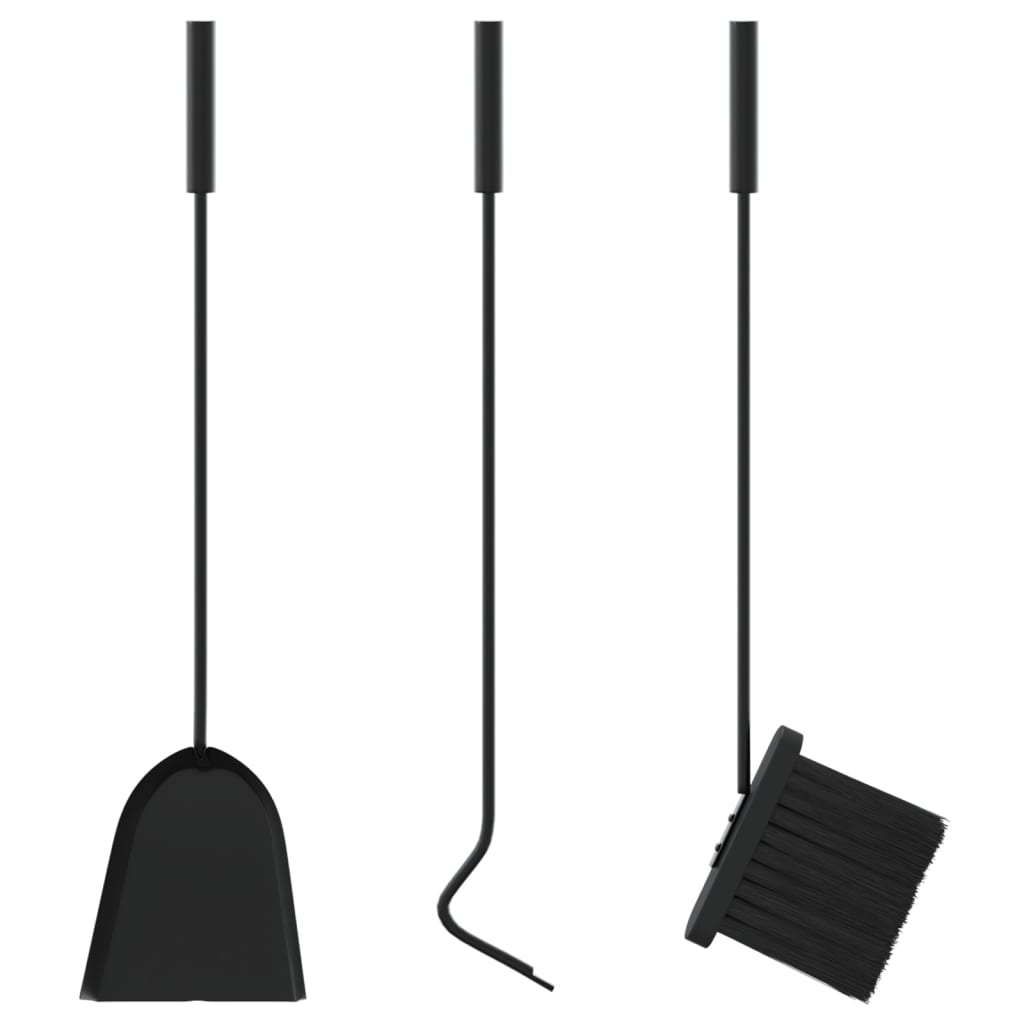 4-osaline terasest kaminatarvikute komplekt, must, 59 cm - Pilt 5