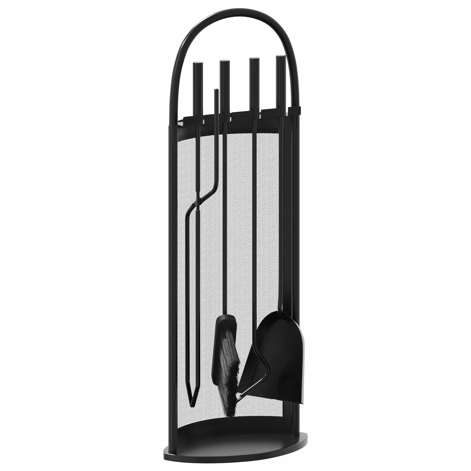 5-osaline terasest kaminatarvikute komplekt, must, 66 cm - Pilt 2