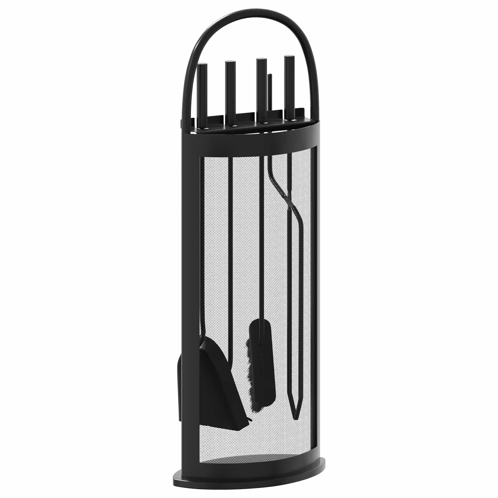 5-osaline terasest kaminatarvikute komplekt, must, 66 cm - Pilt 5