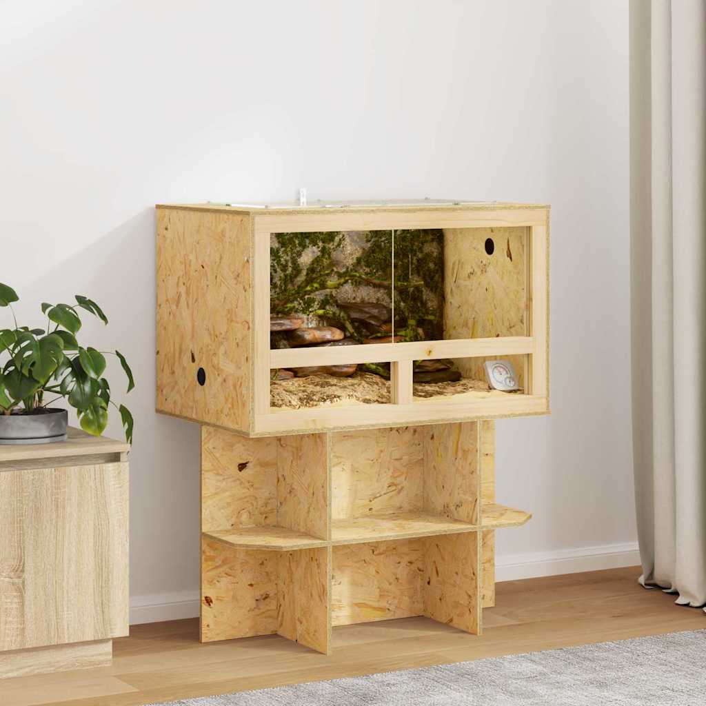 Pruun OSB-terraarium klaasist liugustega, 80 × 50 × 100 cm