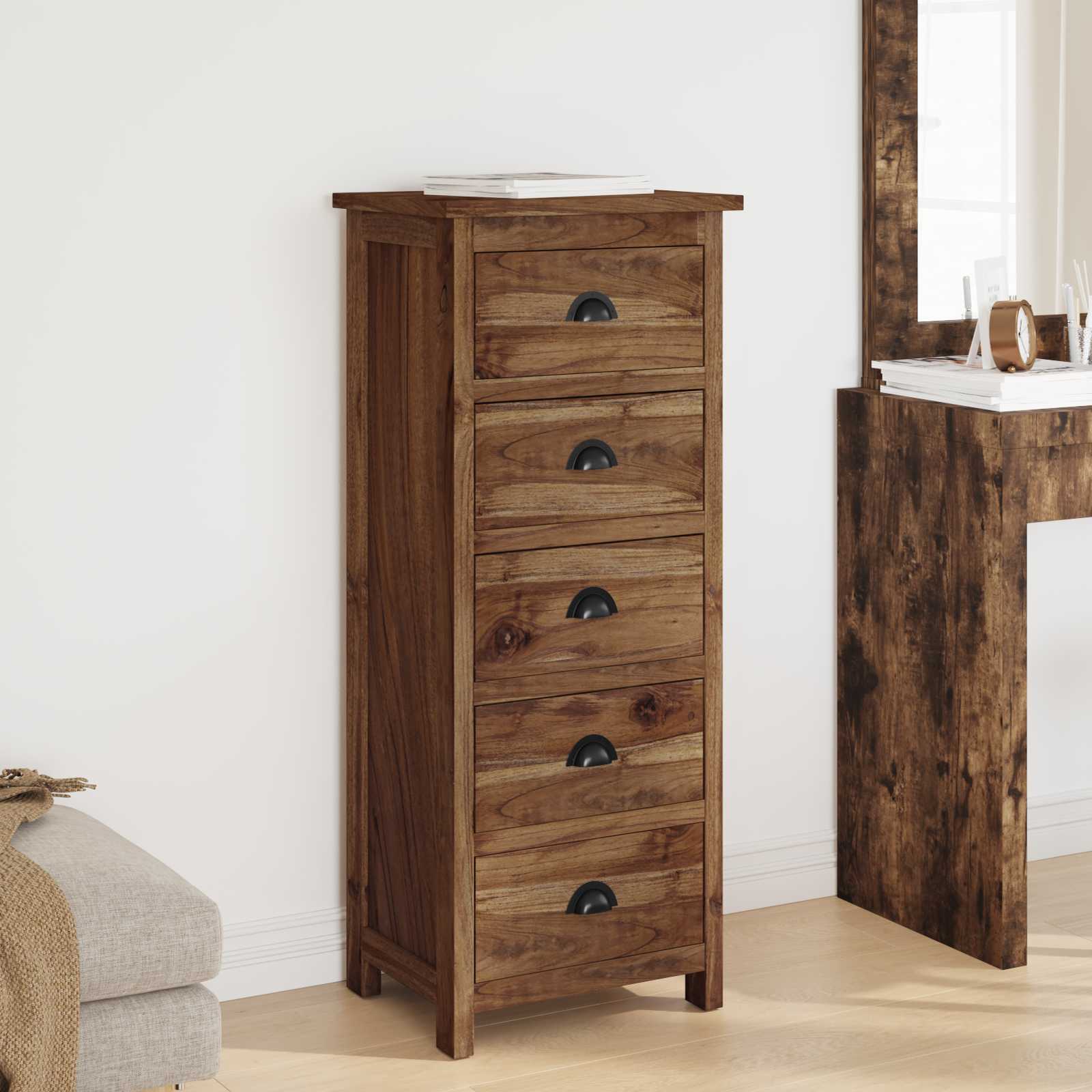 Viie sahtliga tiikpuidust kapp, 45 × 35 × 110 cm