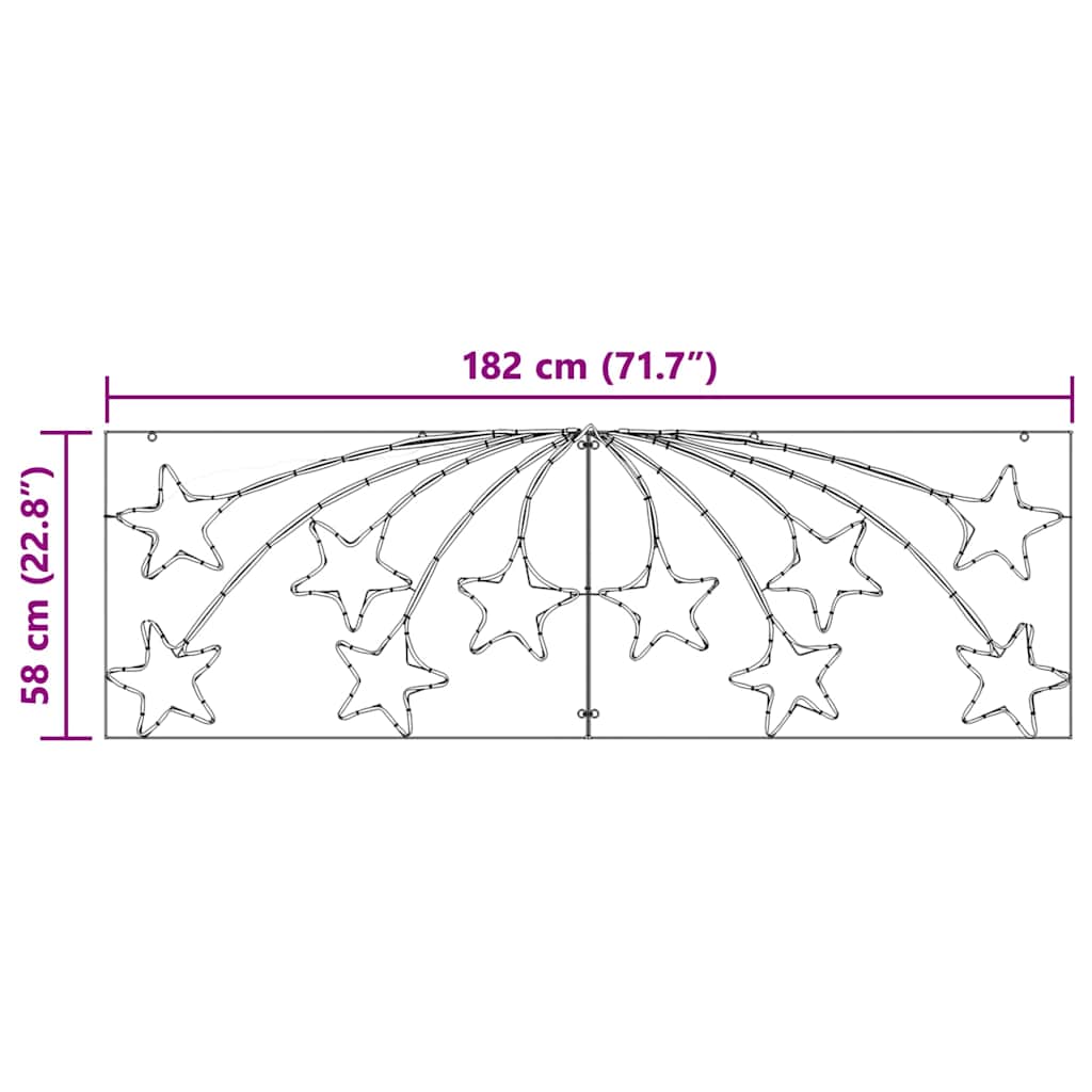 Tähtedega LED-jõulukaunistus 182 × 58 cm, 432 LED-i, mitmevärviline - Pilt 11