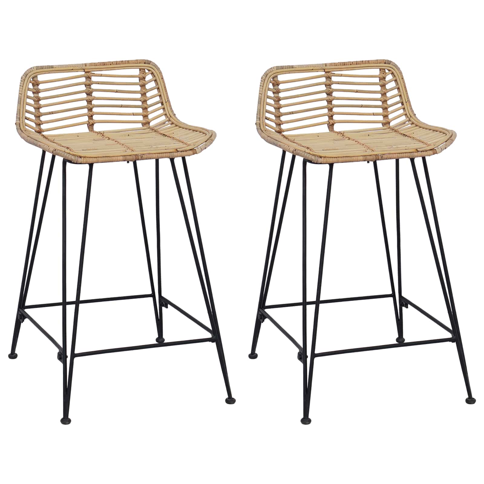 Rotangist baaritoolid terasraamiga, 2 tk, 44 × 45 × 76 cm