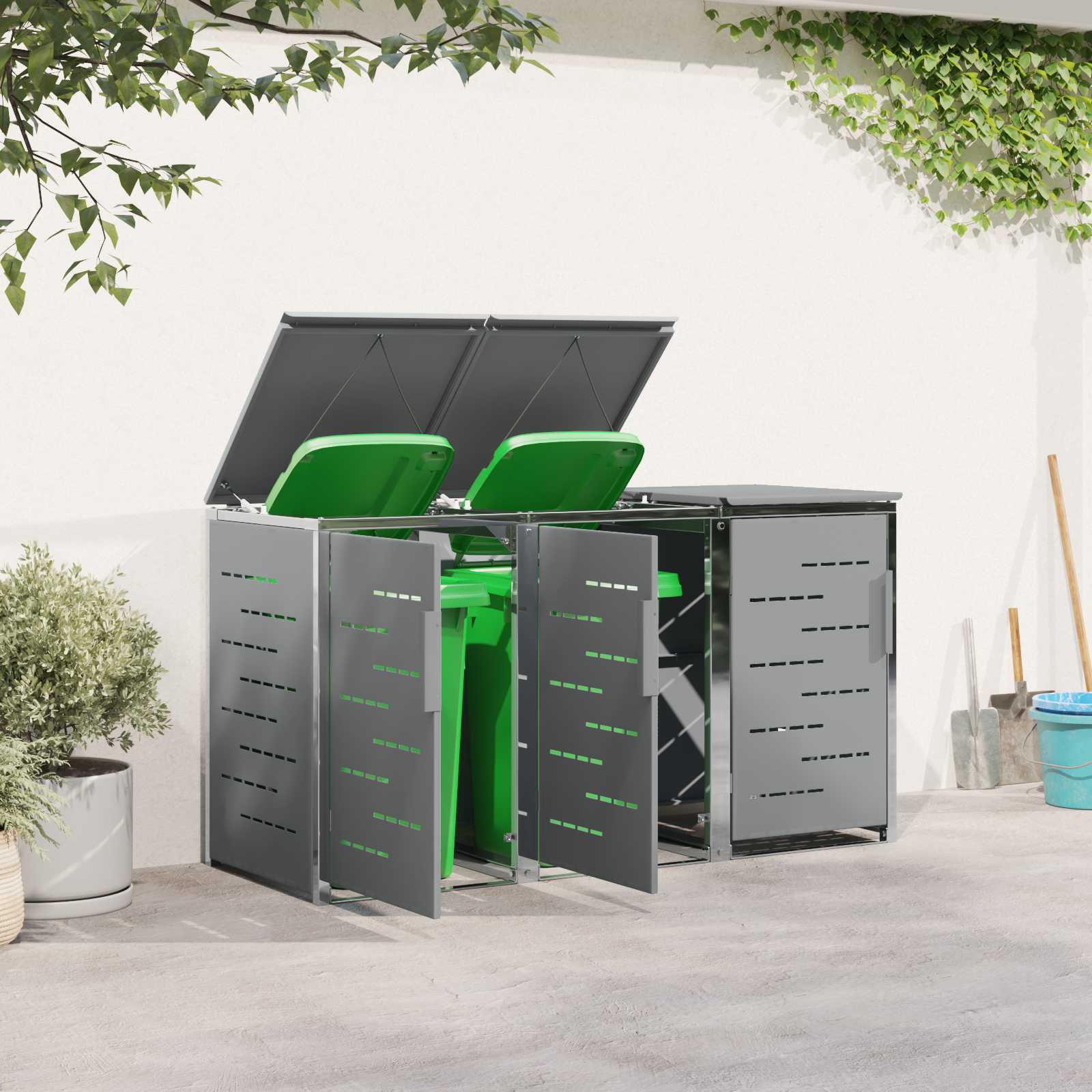 Roostevabast terasest prügikastikapp 1–4 prügikastile, 240 l - Pilt 4