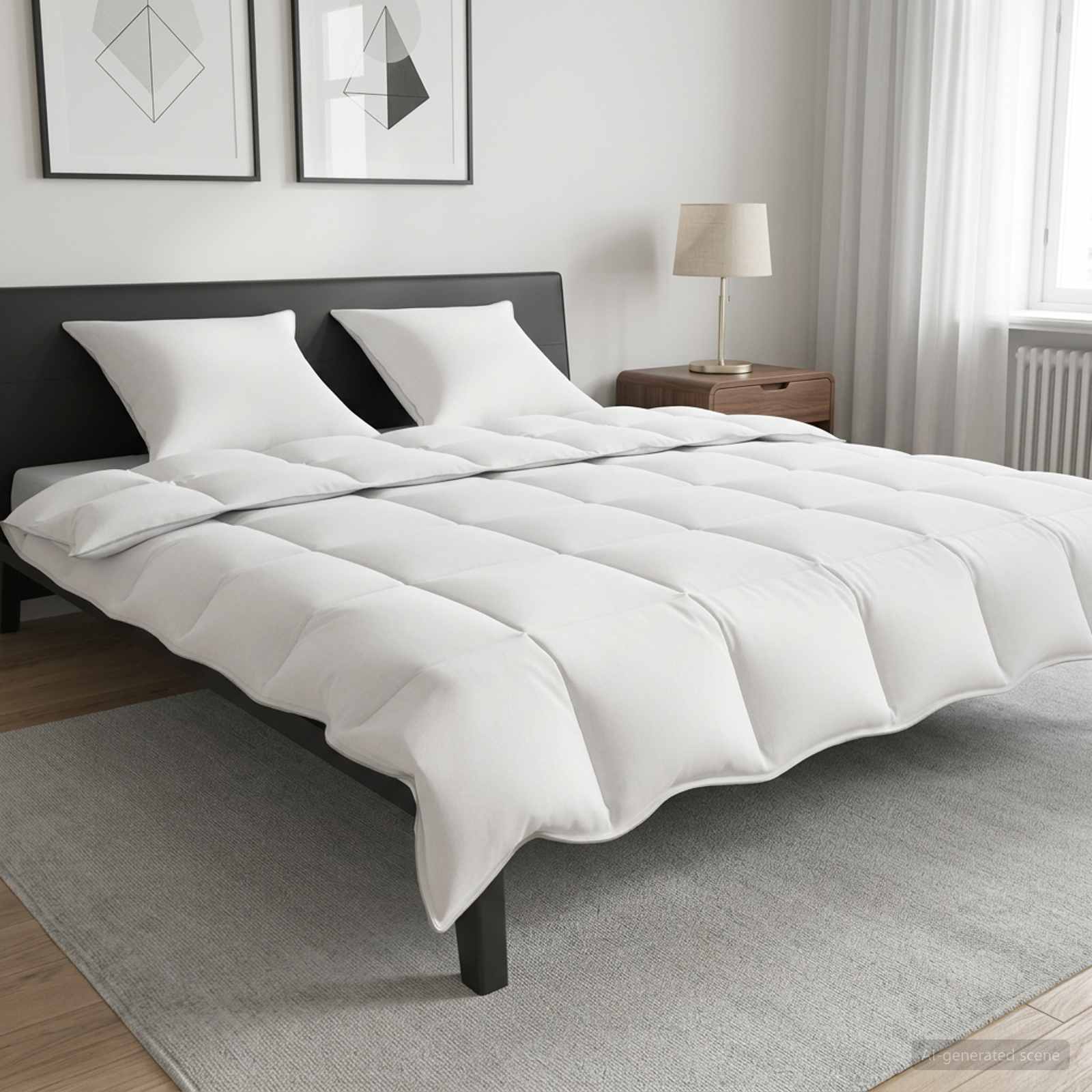 Valge talvetekk bambussegukangaga, 350 g/m² – tootevaade