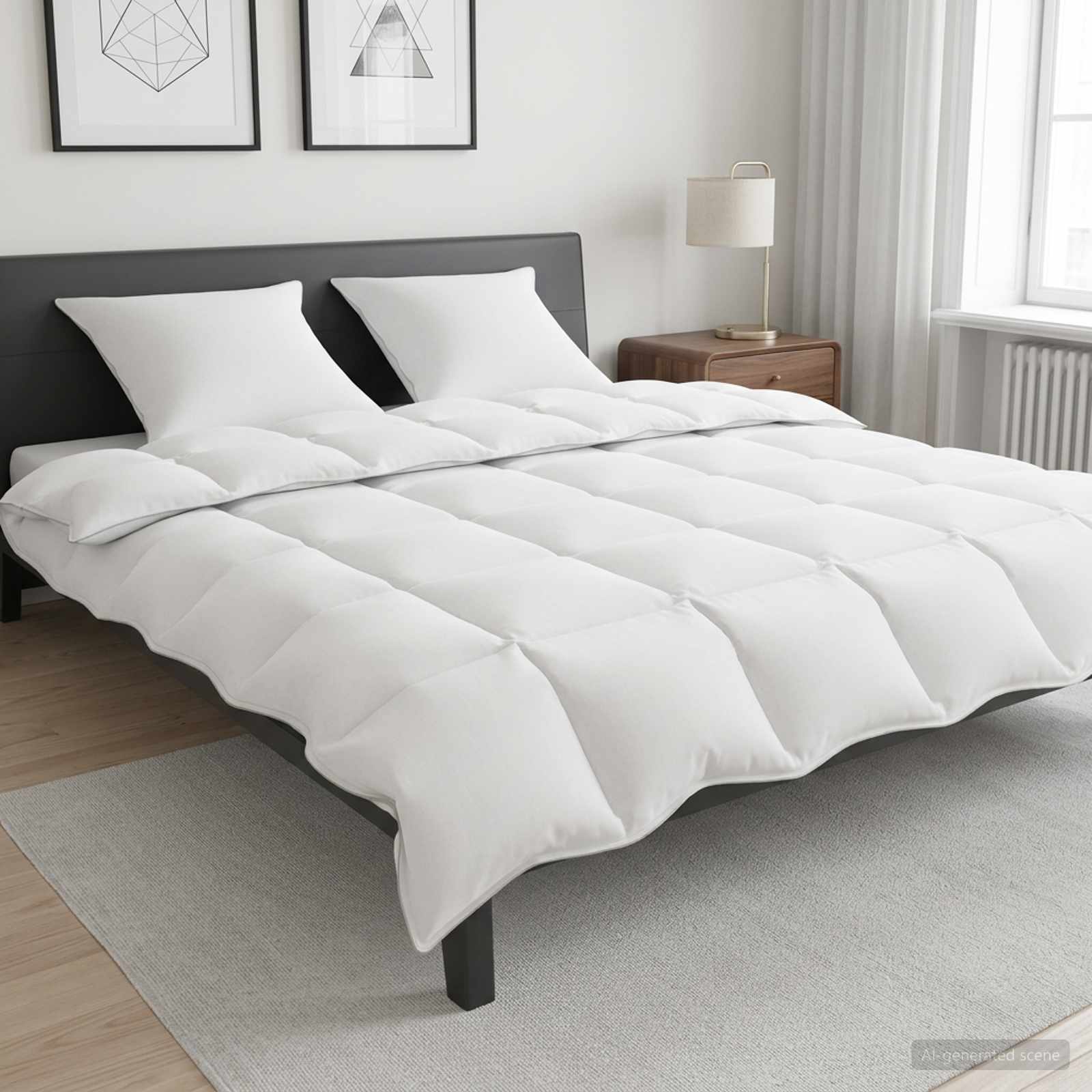 Valge talvetekk bambussegukangaga, 350 g/m² – tootevaade