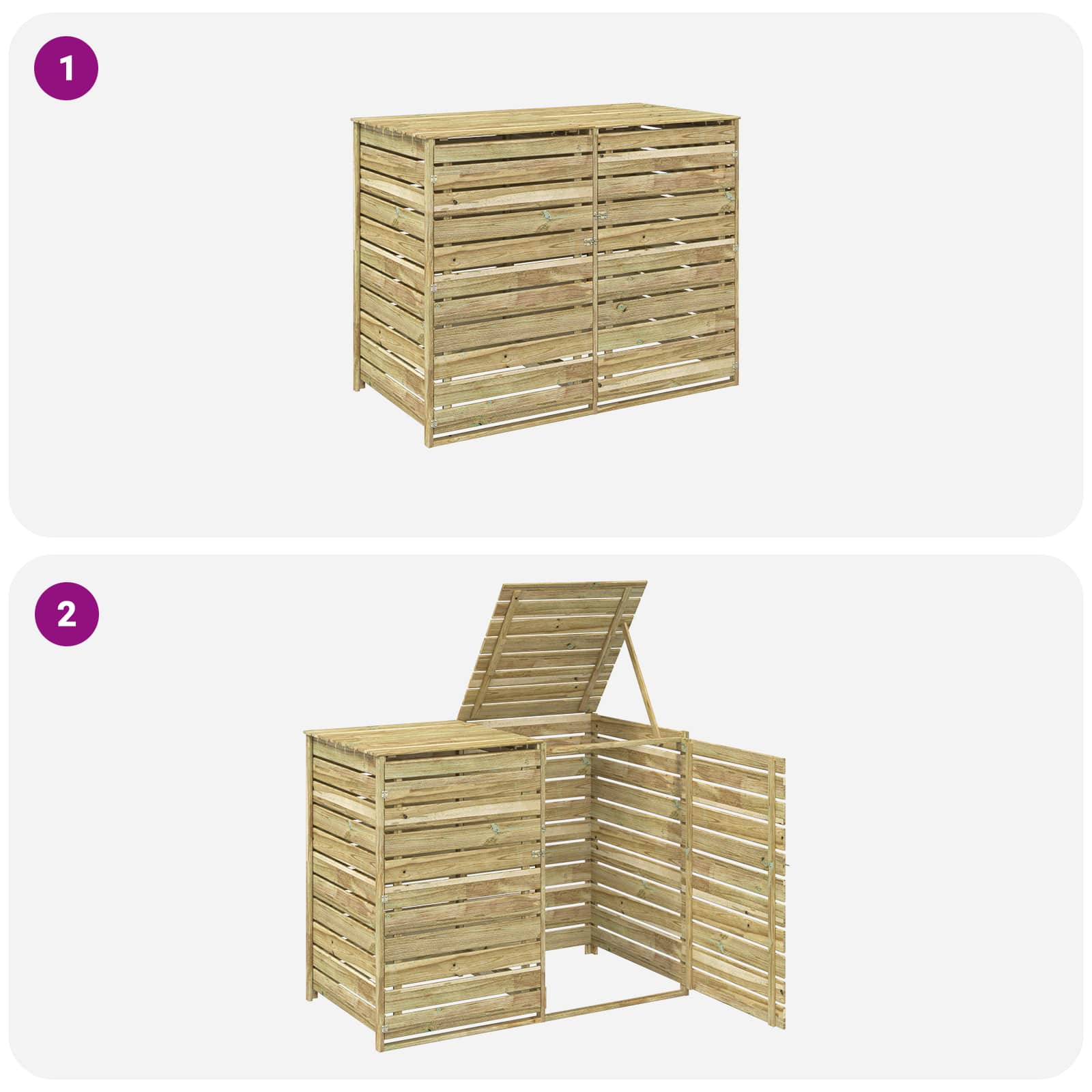 Männipuidust prügikastikapp 1–3 prügikastile, 240 l - Pilt 7
